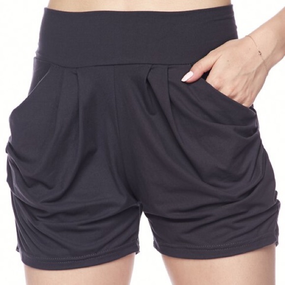 Black Restock! High Waisted Wide Band Harem Shorts - Picture 6 of 16